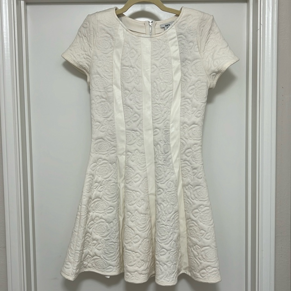 White Bar III Dress with Embroidered & Leather Details